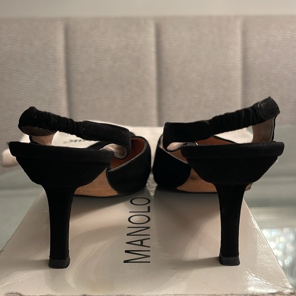 Manolo Blahnik Carolyne Slingback Heel Suede - Black - Size 36.5 - Picture 5 of 6